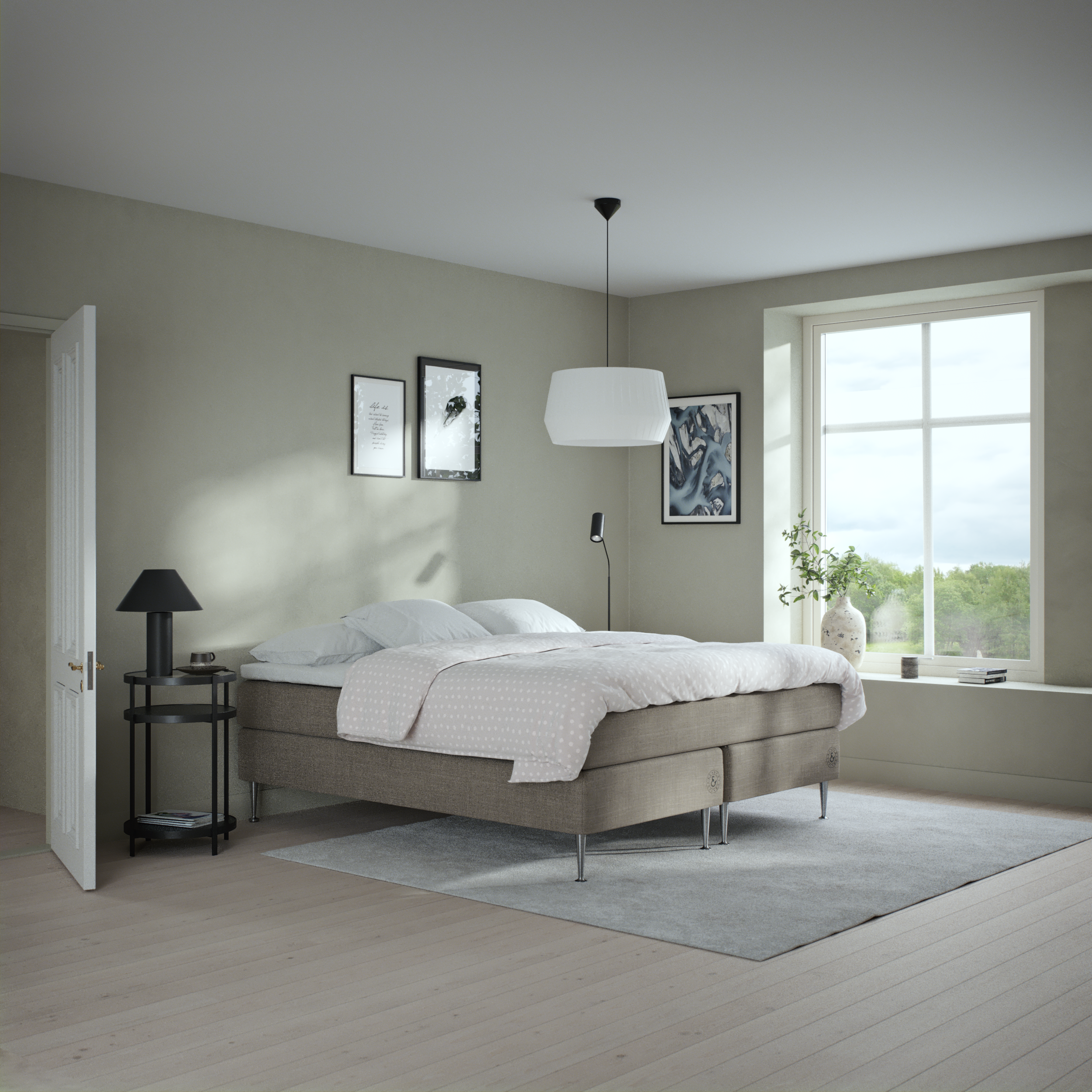 Asperö Comfort, Kontinentalsäng, dubbelsäng med bäddmadrass Comfort och sängben