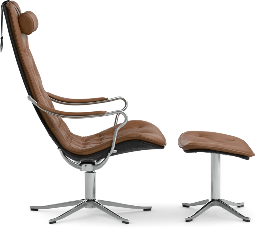 Moore - Fåtölj och fotpall - Brun