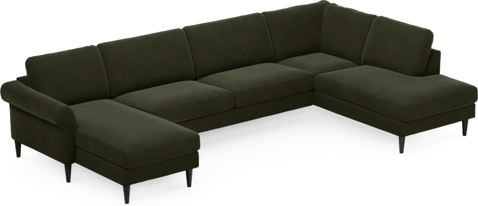 Bridge - 3-sits soffa med schäslong vänster och divan höger - Grön