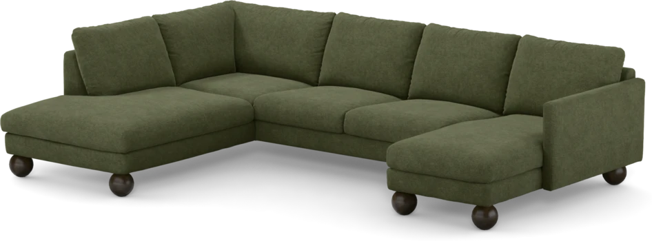 Madison - 2-sits soffa med divan vänster och schäslong höger - Grön
