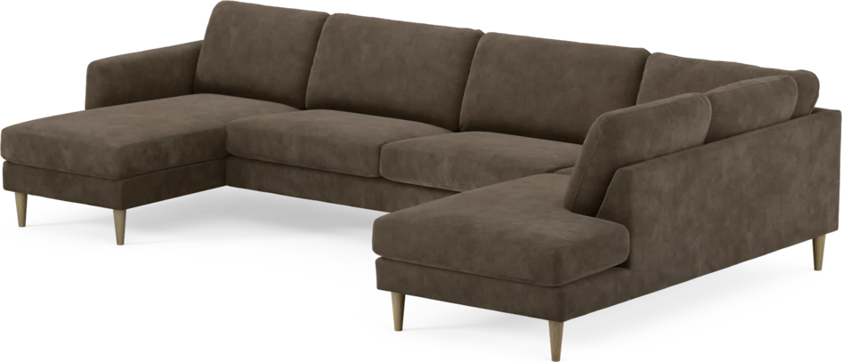 Bridge - 3-sits soffa med schäslong vänster och divan höger - Brun