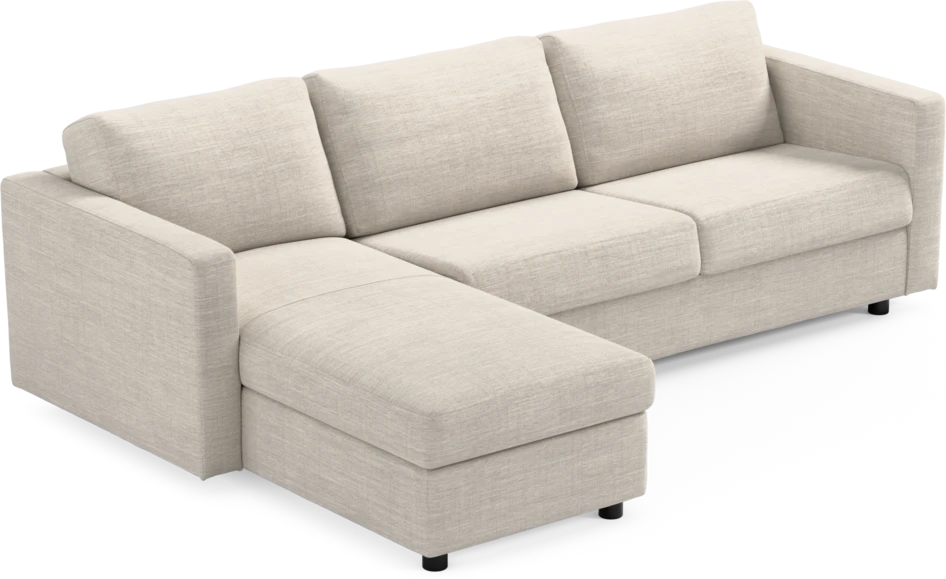 Lindö - Bäddsoffa 2,5-sits med schäslong, vändbar - Vit