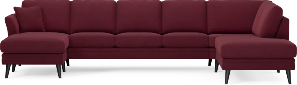 Eden - 3-sits soffa med schäslong vänster och divan höger - Röd