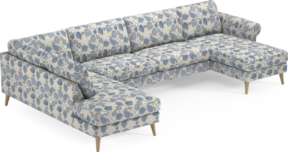 Bridge - 3-sits soffa med divan vänster och schäslong höger - Blå