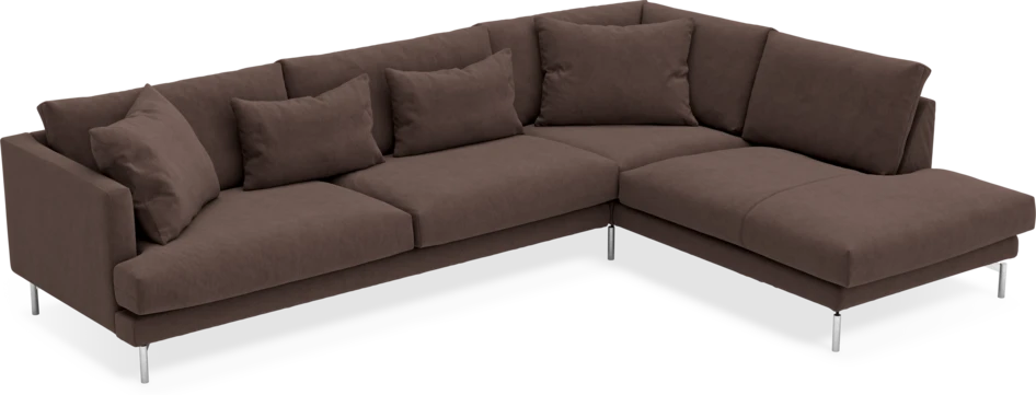 Harper - 3-sits soffa med divan höger - Brun