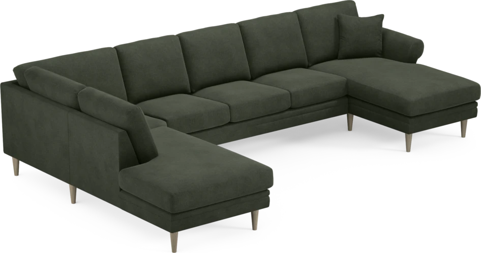 Eden - 3-sits soffa med divan vänster och schäslong höger - Grön