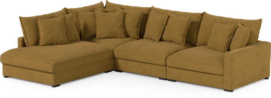 Rossi - 3-sits soffa med divan vänster - Gul