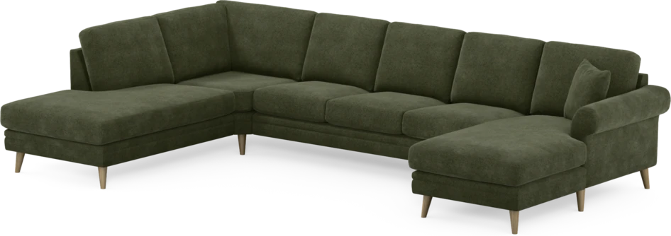 Eden - 3-sits soffa med divan vänster och schäslong höger - Grön