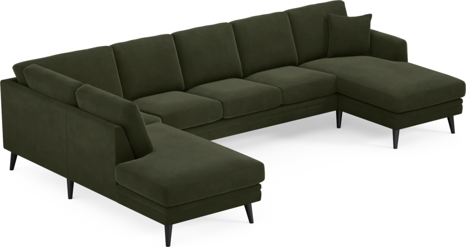 Eden - 3-sits soffa med divan vänster och schäslong höger - Grön