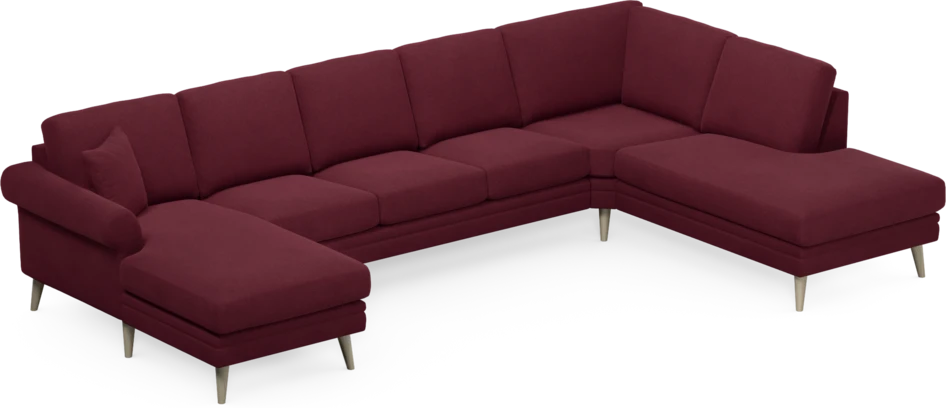 Eden - 3-sits soffa med schäslong vänster och divan höger - Röd