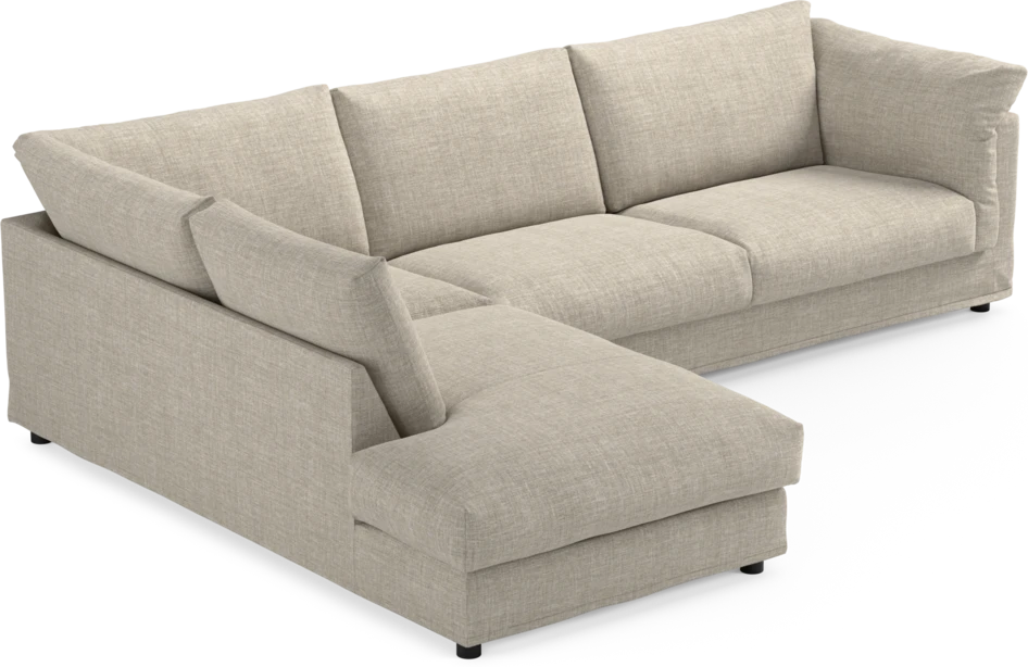 Cherrie - 3-sits soffa med divan vänster, med kappa - Beige