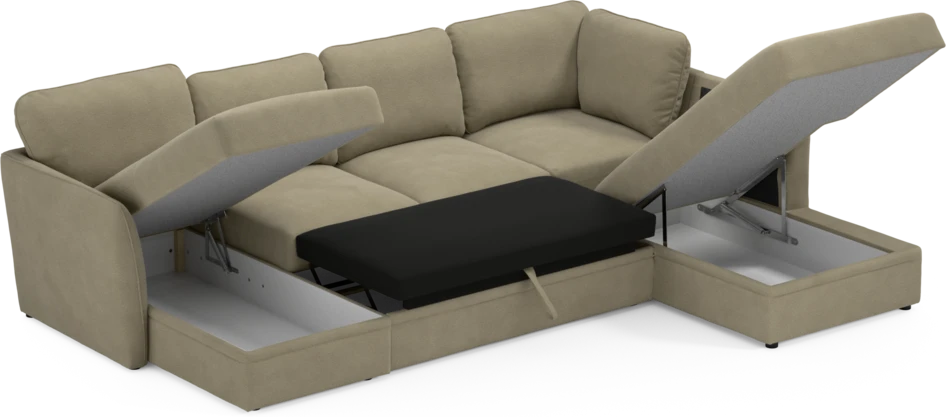 Öland - Bäddsoffa med schäslong vänster och divan höger - Beige