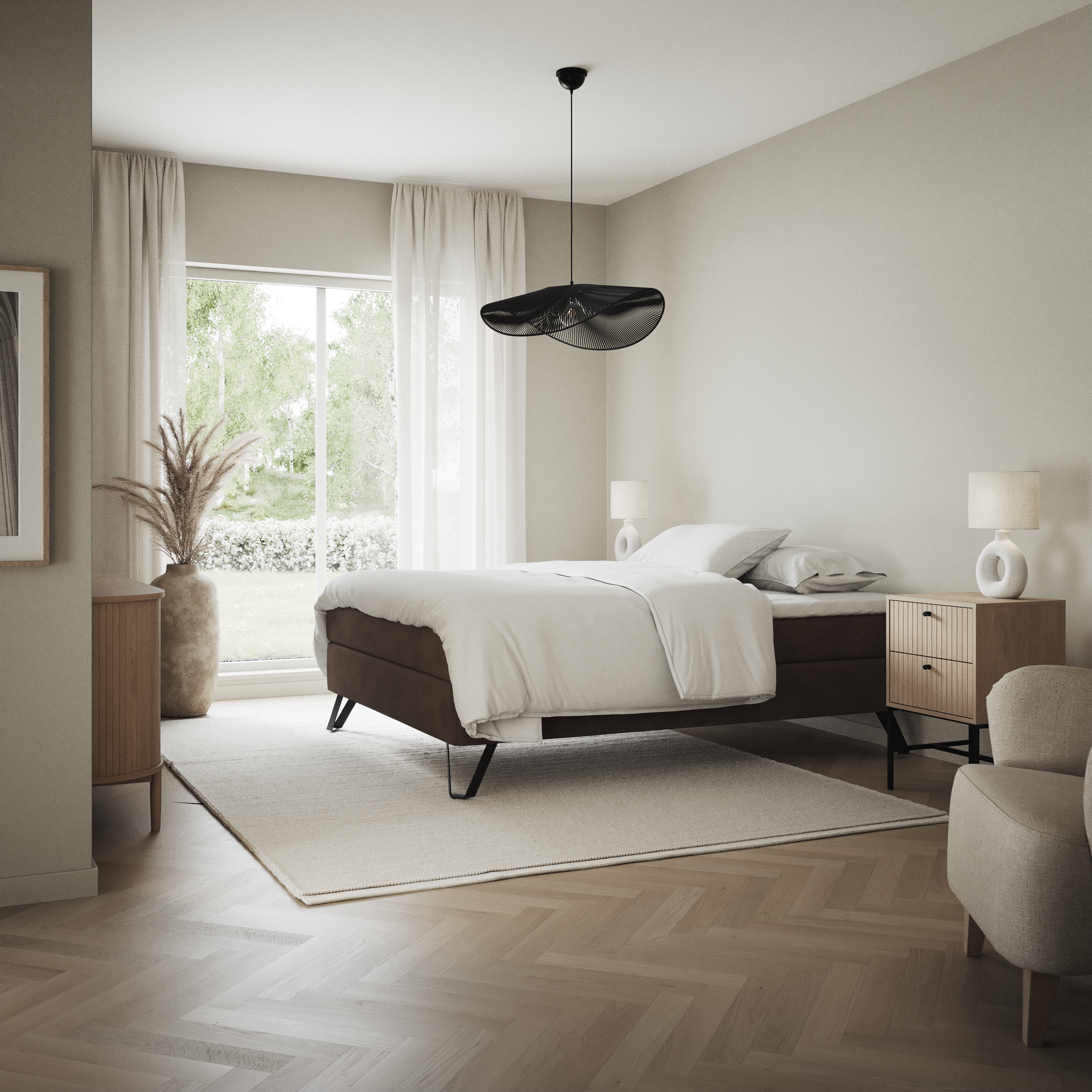 Saltskär Comfort, Kontinentalsäng, dubbelsäng med bäddmadrass Comfort och sängben