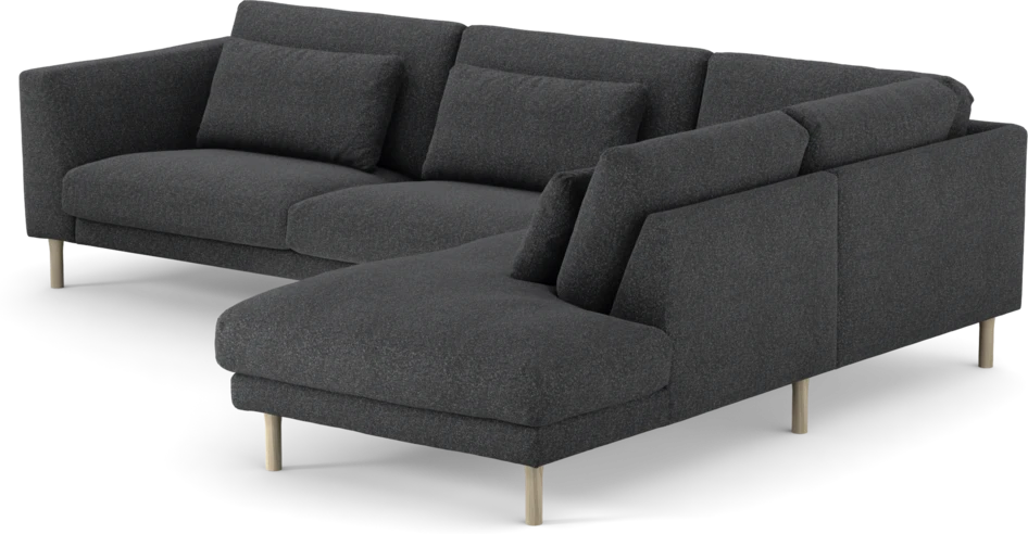 Willow - 3-sits soffa med divan höger, fast klädsel - Grå