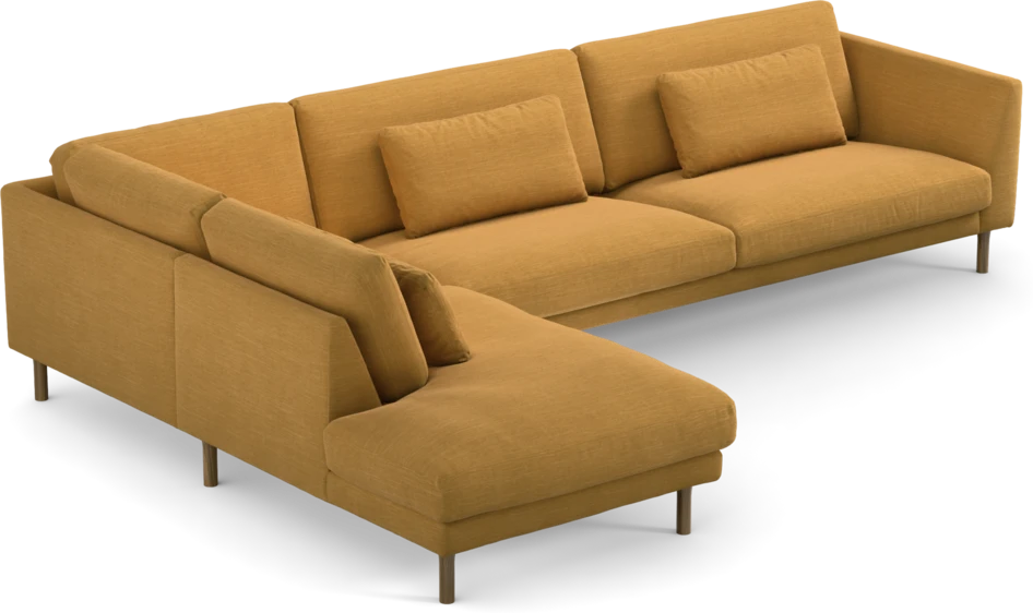 Willow - 4-sits soffa med divan vänster, fast klädsel - Gul