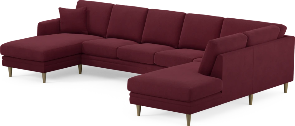 Eden - 3-sits soffa med schäslong vänster och divan höger - Röd