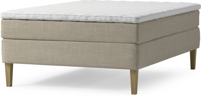 Delux Sense - Kontinentalsäng, enkelsäng 140 cm med bäddmadrass och sängben - Beige