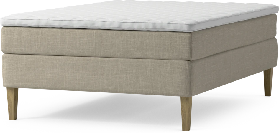 Delux Sense - Kontinentalsäng, enkelsäng 140 cm med bäddmadrass och sängben - Beige