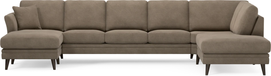 Eden - 3-sits soffa med schäslong vänster och divan höger - Brun