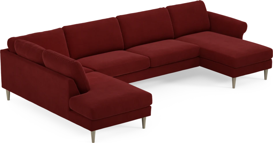 Bridge - 3-sits soffa med divan vänster och schäslong höger - Röd