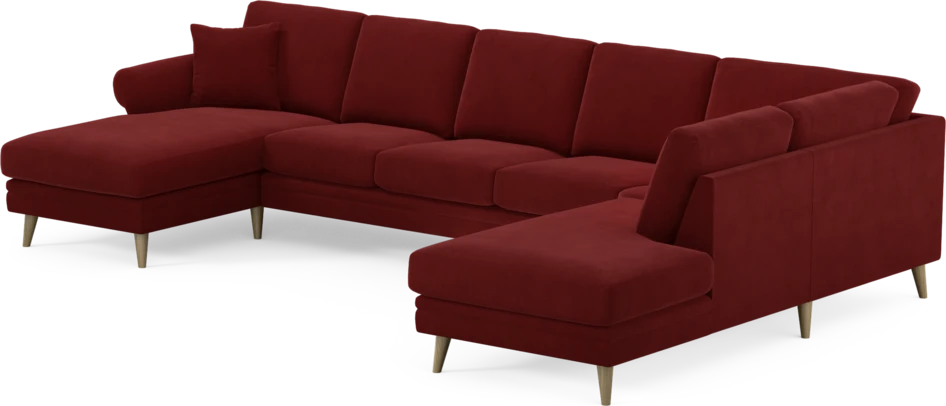 Eden - 3-sits soffa med schäslong vänster och divan höger - Röd