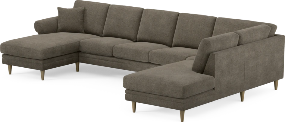 Eden - 3-sits soffa med schäslong vänster och divan höger - Brun