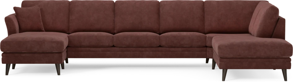 Eden - 3-sits soffa med schäslong vänster och divan höger - Röd
