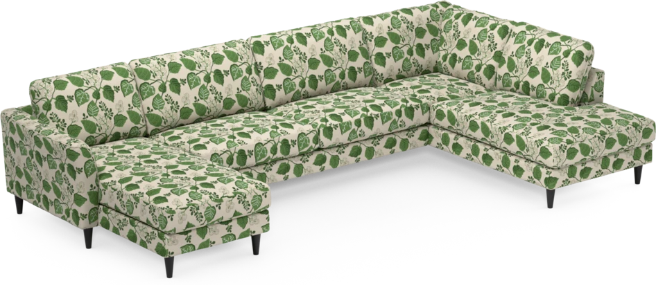 Bridge - 3-sits soffa med schäslong vänster och divan höger - Grön