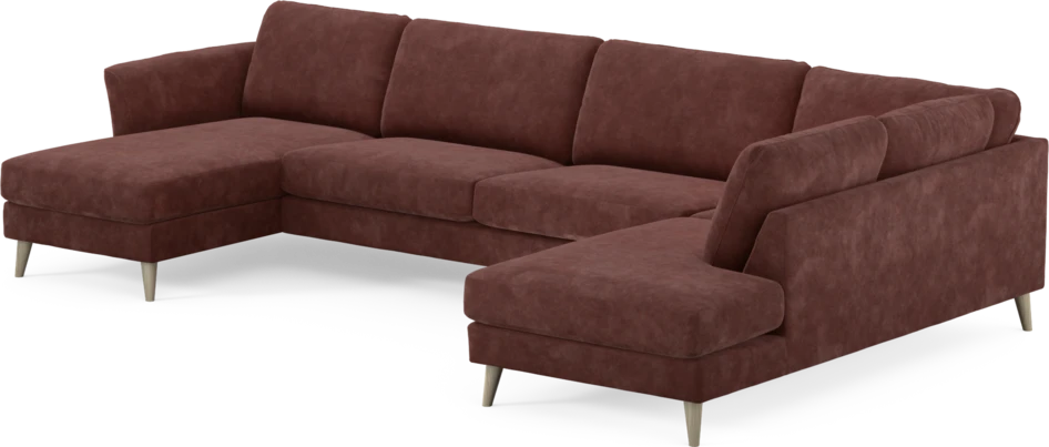 Bridge - 3-sits soffa med schäslong vänster och divan höger - Röd
