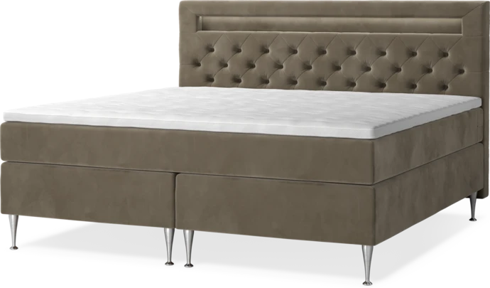 New York, Kontinentalsäng, dubbelsäng med bäddmadrass, sängben och sänggavel LED