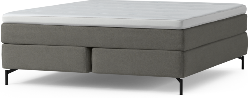 Delux Sense - Kontinentalsäng, dubbelsäng med bäddmadrass och sängben - Grå