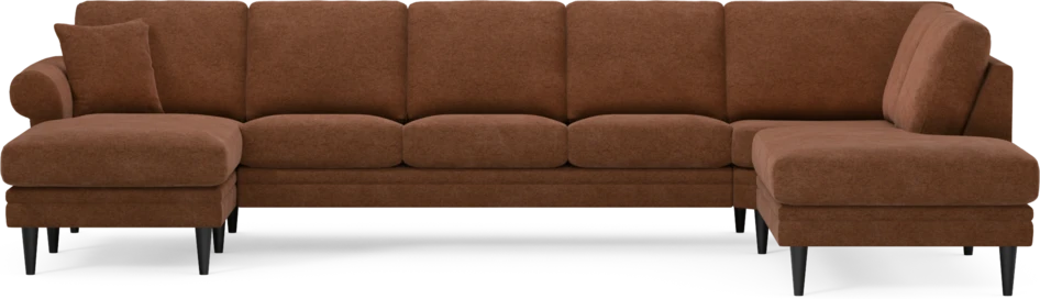 Eden - 3-sits soffa med schäslong vänster och divan höger - Orange