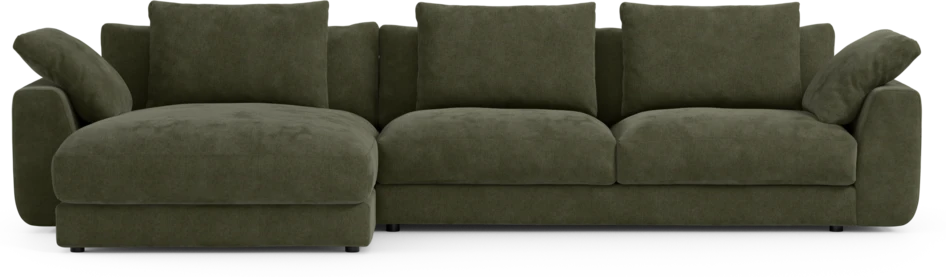 Amie - 3-sits med schäslong vänster - Grön