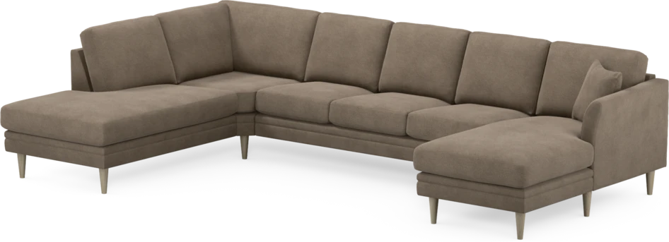 Eden - 3-sits soffa med divan vänster och schäslong höger - Brun