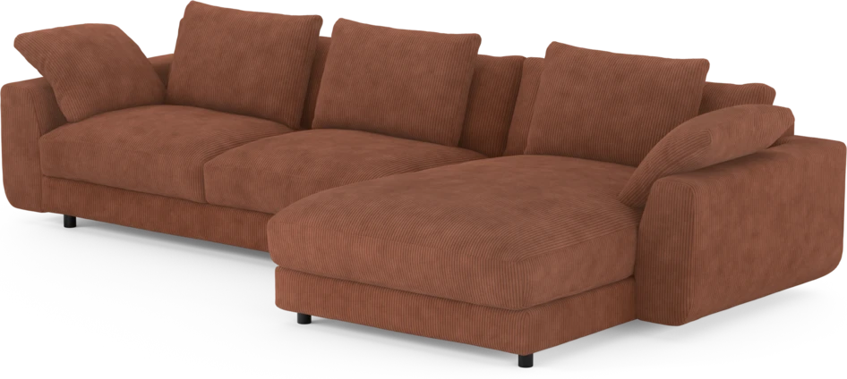 Amie - 3-sits med schäslong höger - Orange