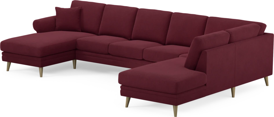 Eden - 3-sits soffa med schäslong vänster och divan höger - Röd