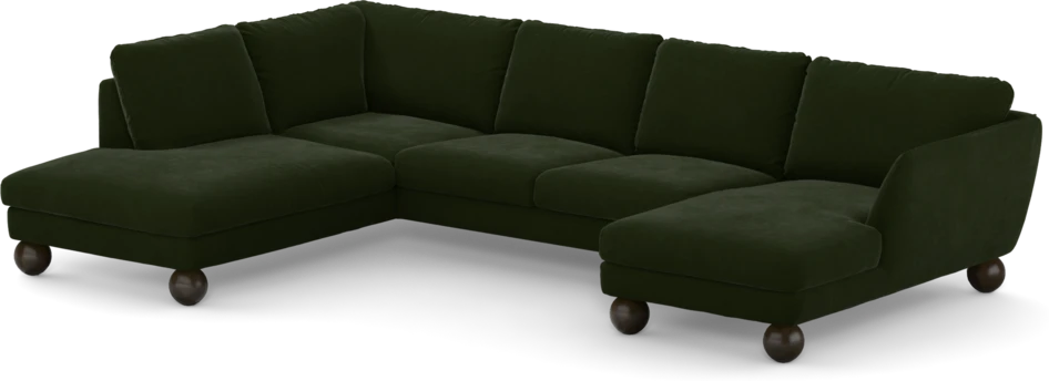 Madison - 2-sits soffa med divan vänster och schäslong höger - Grön
