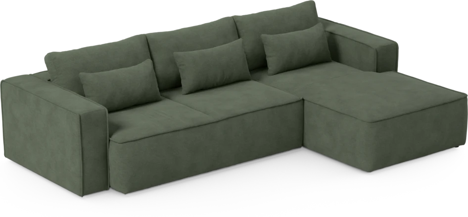 Ide - Bäddsoffa 3-sits med schäslong höger - Grön