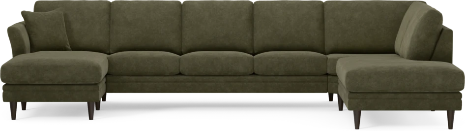 Eden - 3-sits soffa med schäslong vänster och divan höger - Grön