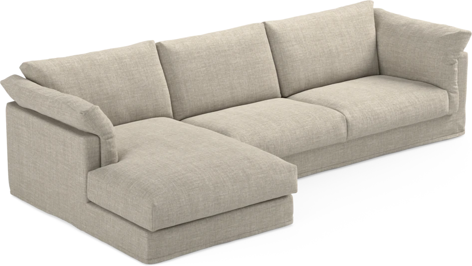 Cherrie - 3-sits soffa med schäslong vänster, med kappa - Beige