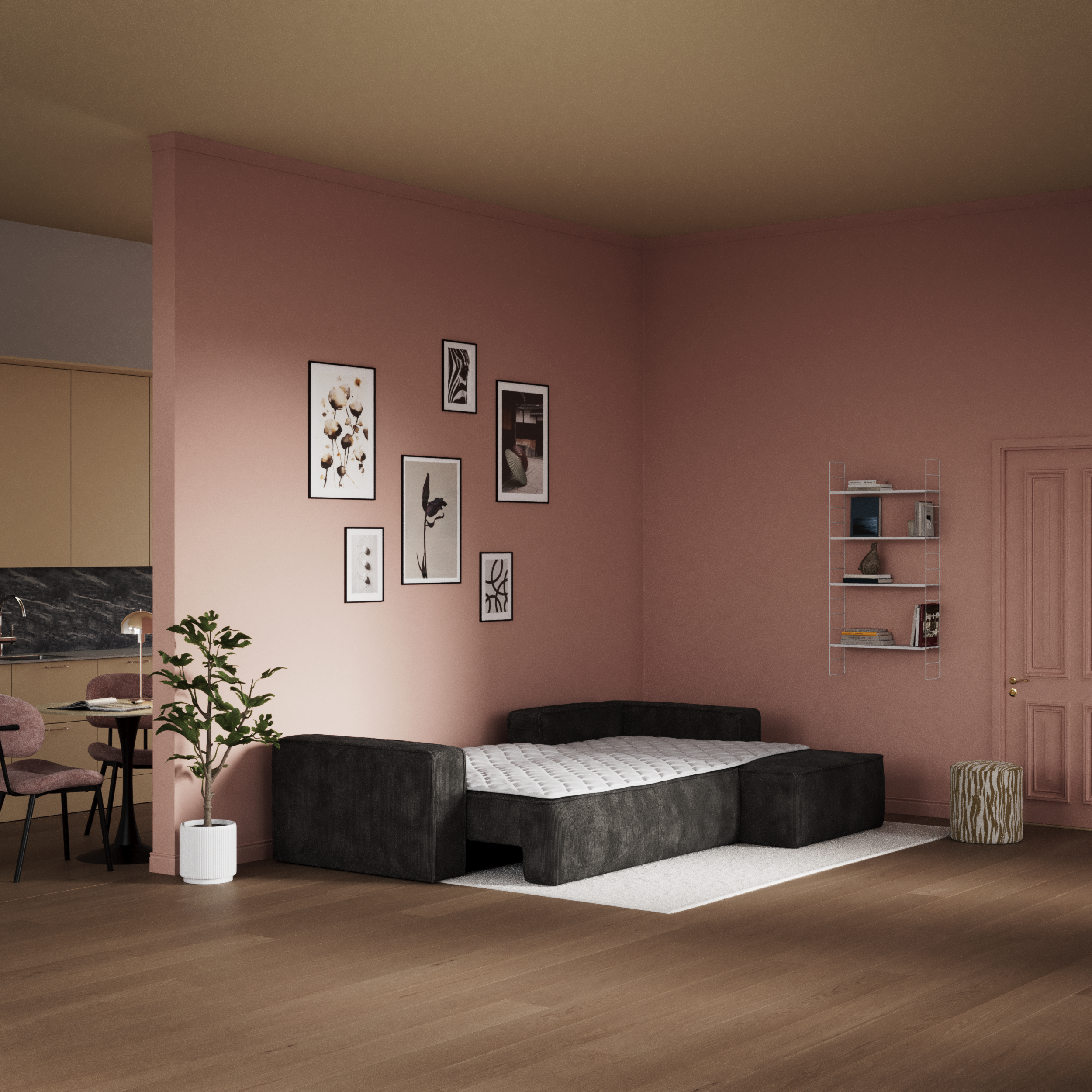 Ide, Bäddsoffa 3-sits med schäslong höger
