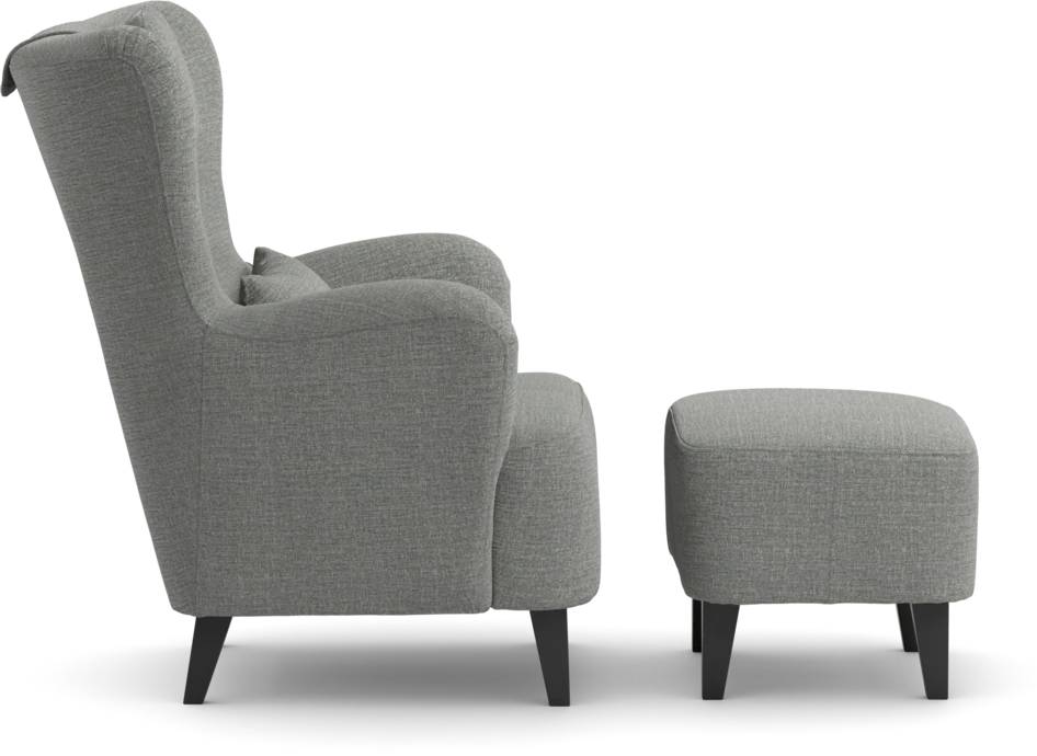Elin - Fåtölj med fotpall - Grå
