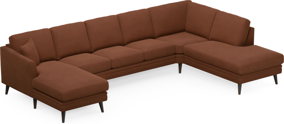Eden - 3-sits soffa med schäslong vänster och divan höger - Orange