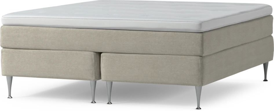 Delux Sense - Kontinentalsäng, dubbelsäng med bäddmadrass och sängben - Beige
