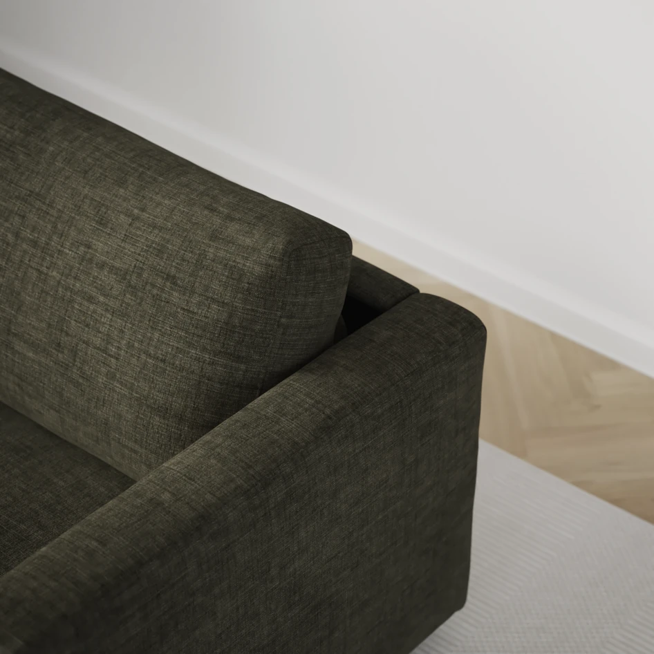 Lindö - Bäddsoffa 2,5-sits med schäslong, vändbar - Grön