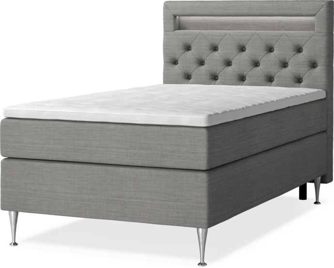 New York, Kontinentalsäng, enkelsäng med bäddmadrass, sängben och sänggavel LED