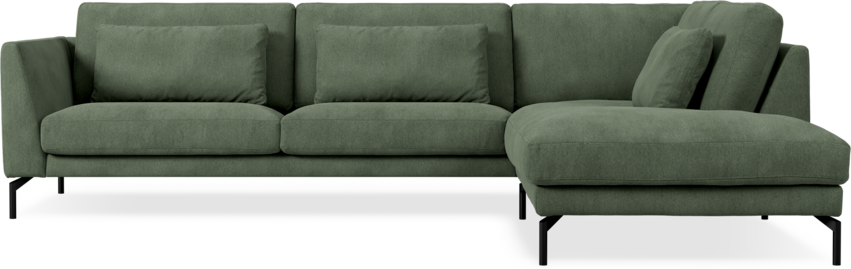 Willow - 3-sits soffa med divan höger, fast klädsel - Grön
