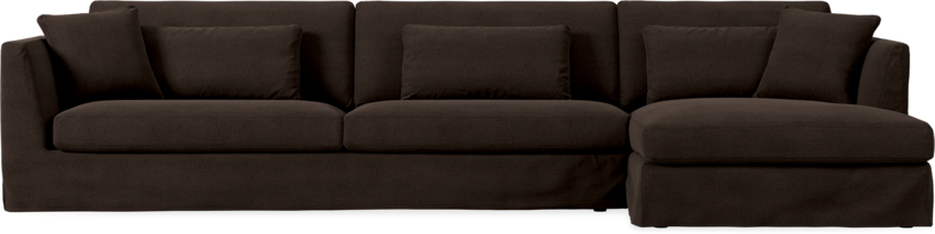 Willow - 4-sits soffa med schäslong höger, med kappa - Brun