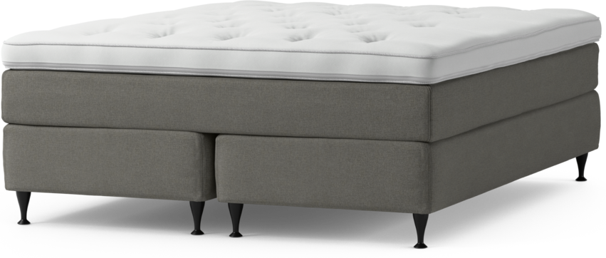 Delux Sense - Kontinentalsäng, dubbelsäng med bäddmadrass och sängben - Grå