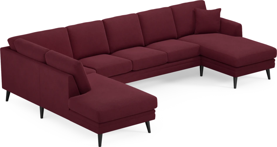 Eden - 3-sits soffa med divan vänster och schäslong höger - Röd